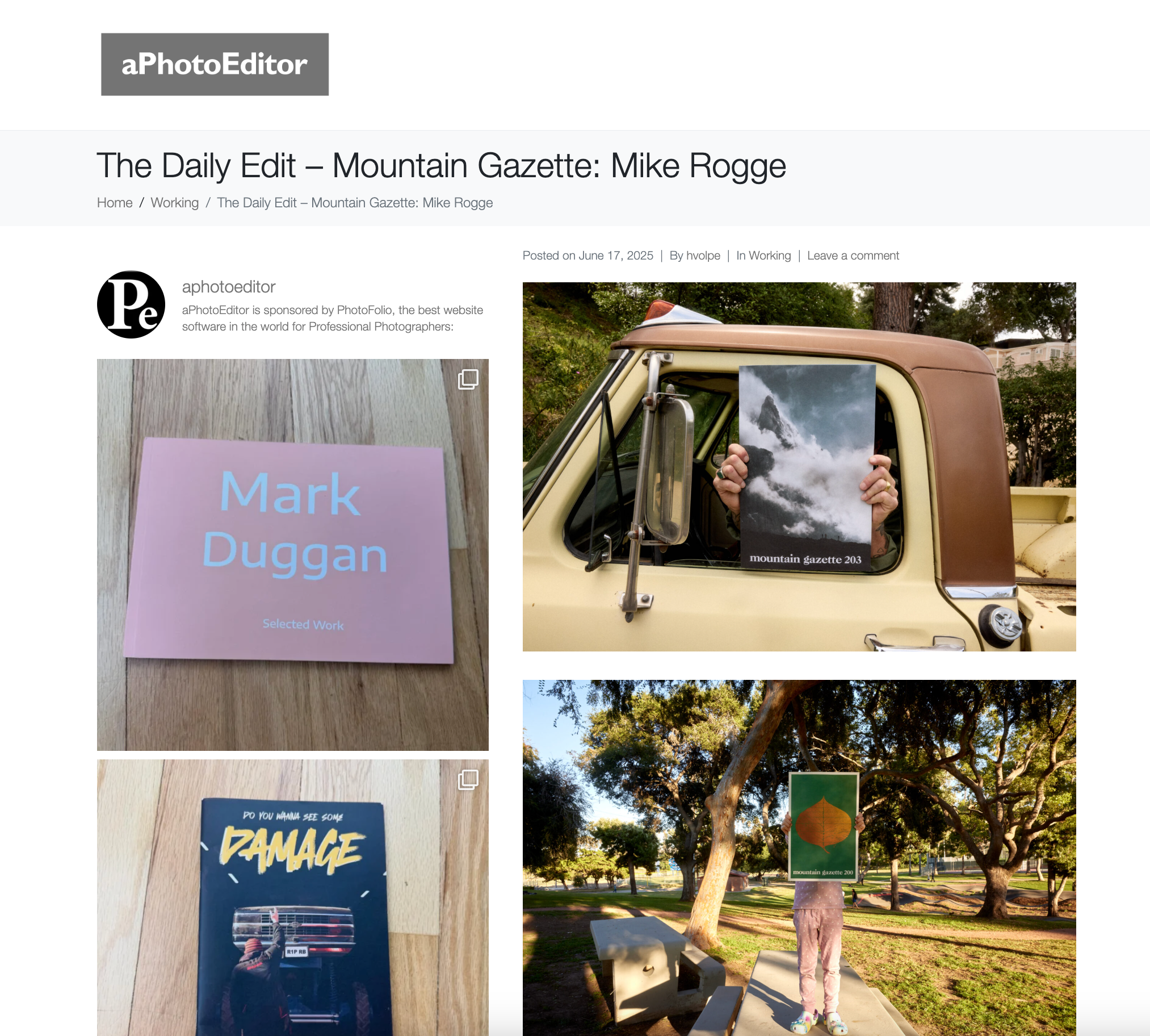 Mountain Gazette Featured on A Photo Editor