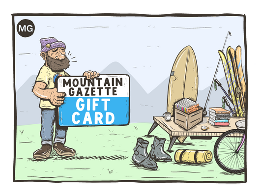 Bearded man holding a Mountain Gazette gift card