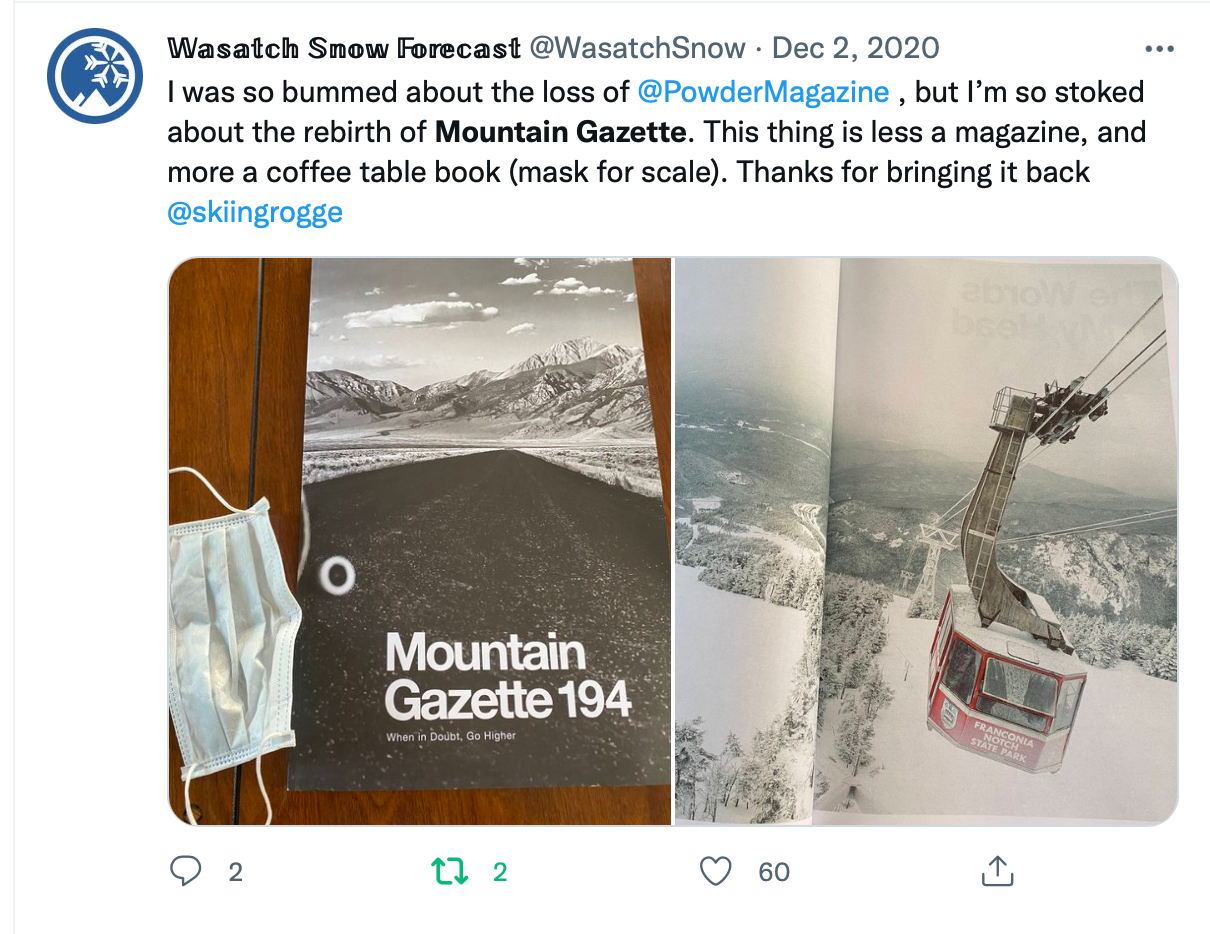 Mountain Gazette Annual Subscription