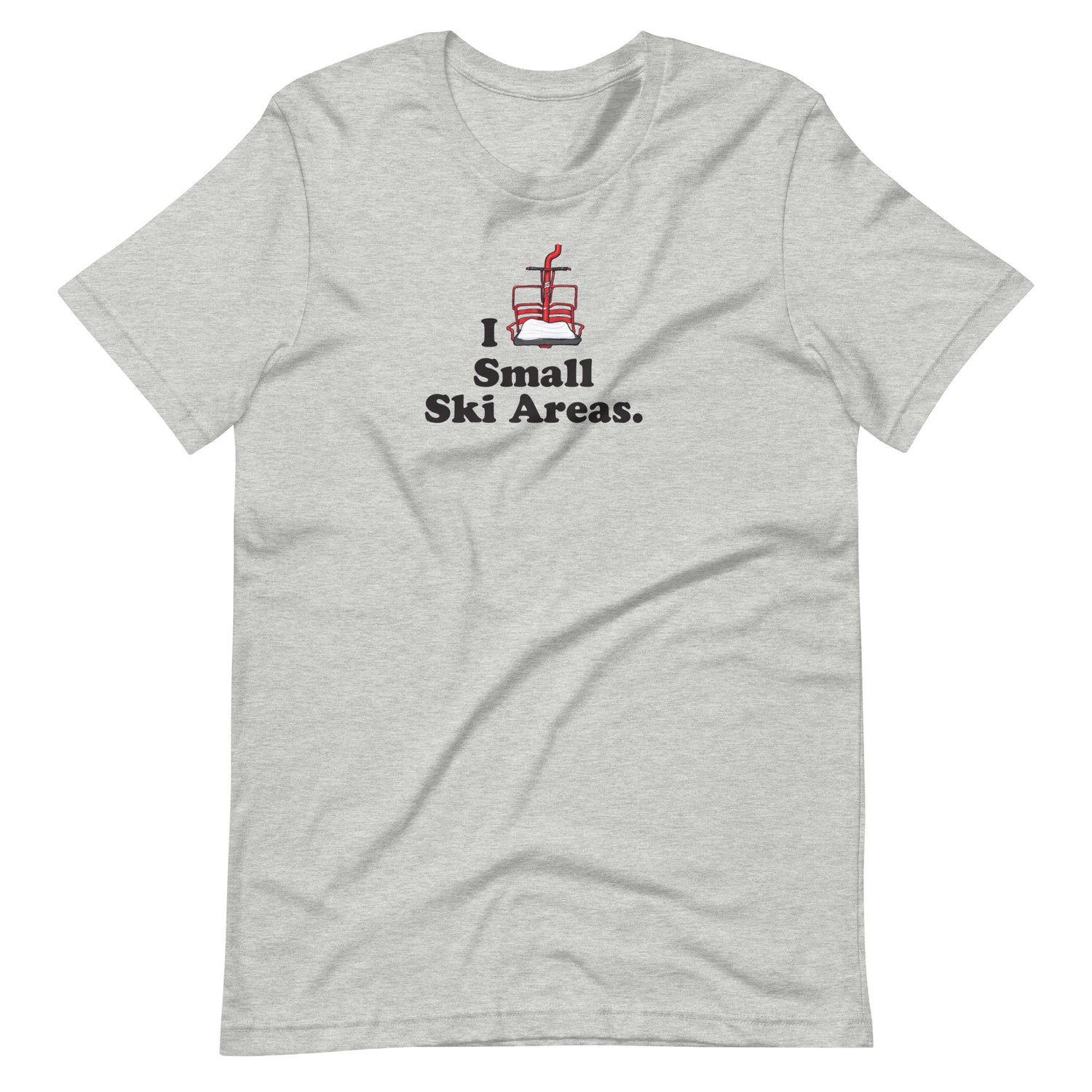 Gray Unisex Short-Sleeve Cotton T-Shirt with text I Love Small Ski Areas