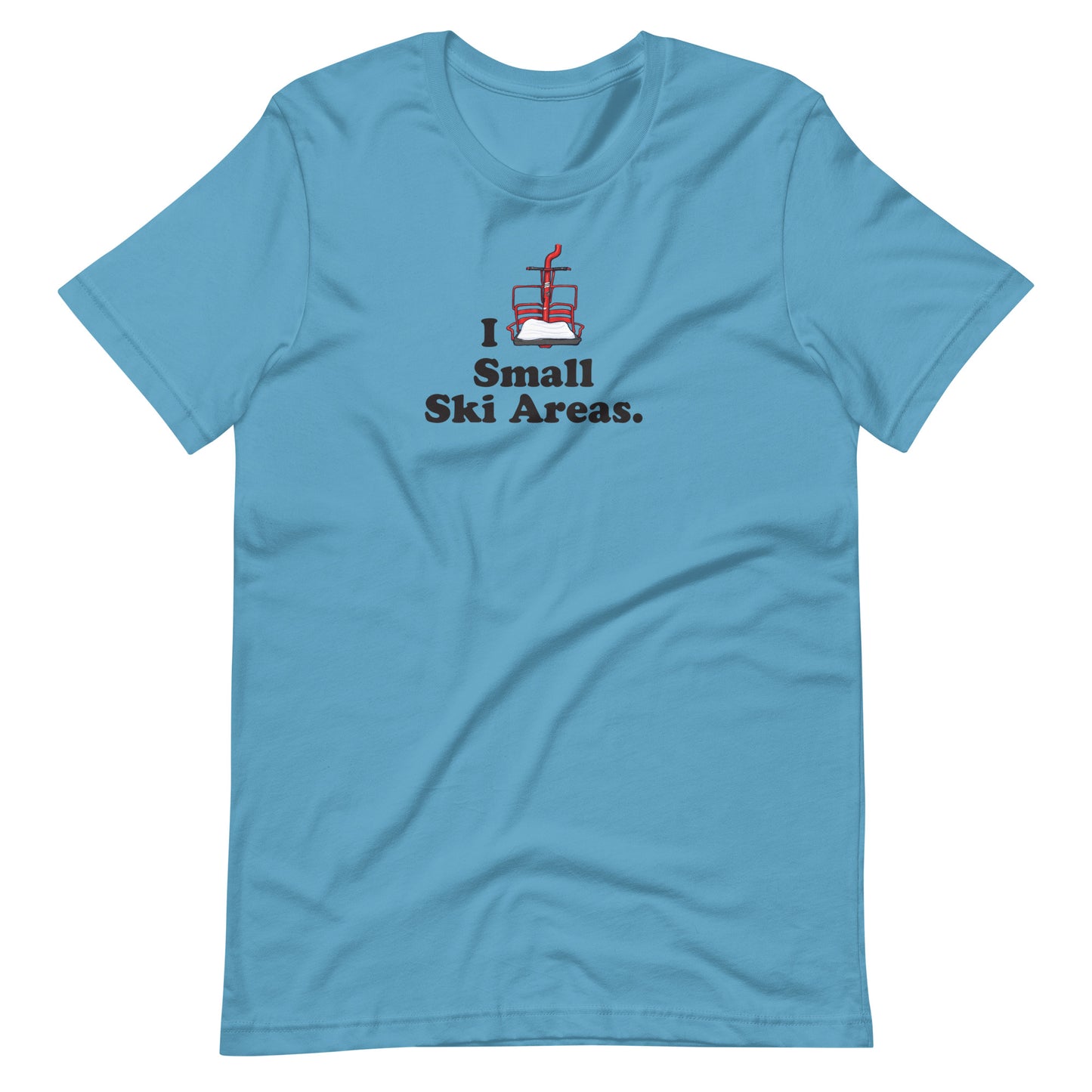 Blue Unisex Short-Sleeve Cotton T-Shirt with text I Love Small Ski Areas